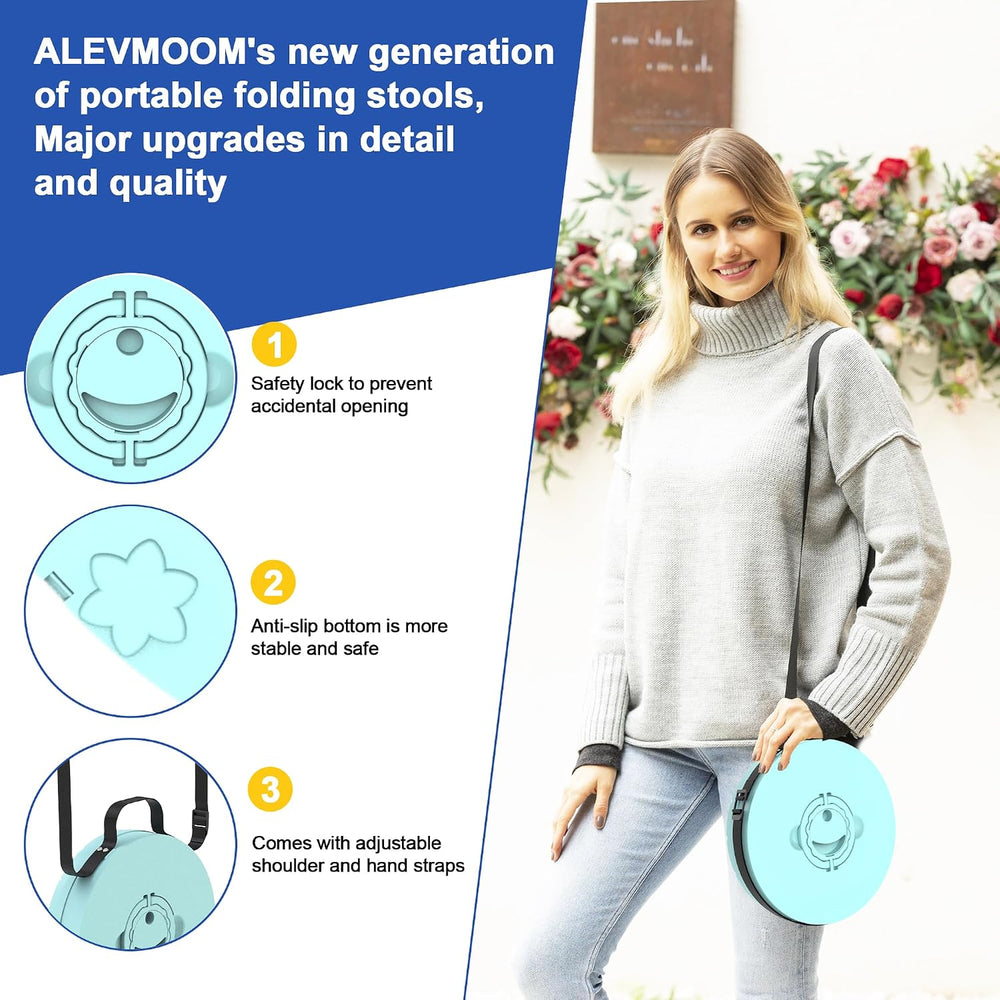 ALEVMOOM Upgraded 18.1" XL Collapsible Stool with Cushion, Portable Fold...