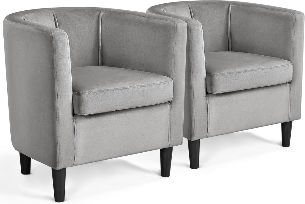 Yaheetech Barrel Accent Chairs Set of 2, Modern Armchairs, Gray