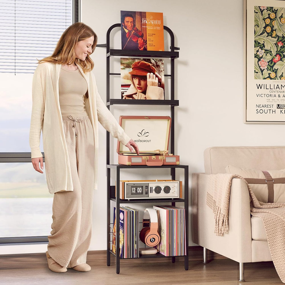 Homsorout Record Player Stand with Vinyl Storage - 5-Tier Turntable Table wit...