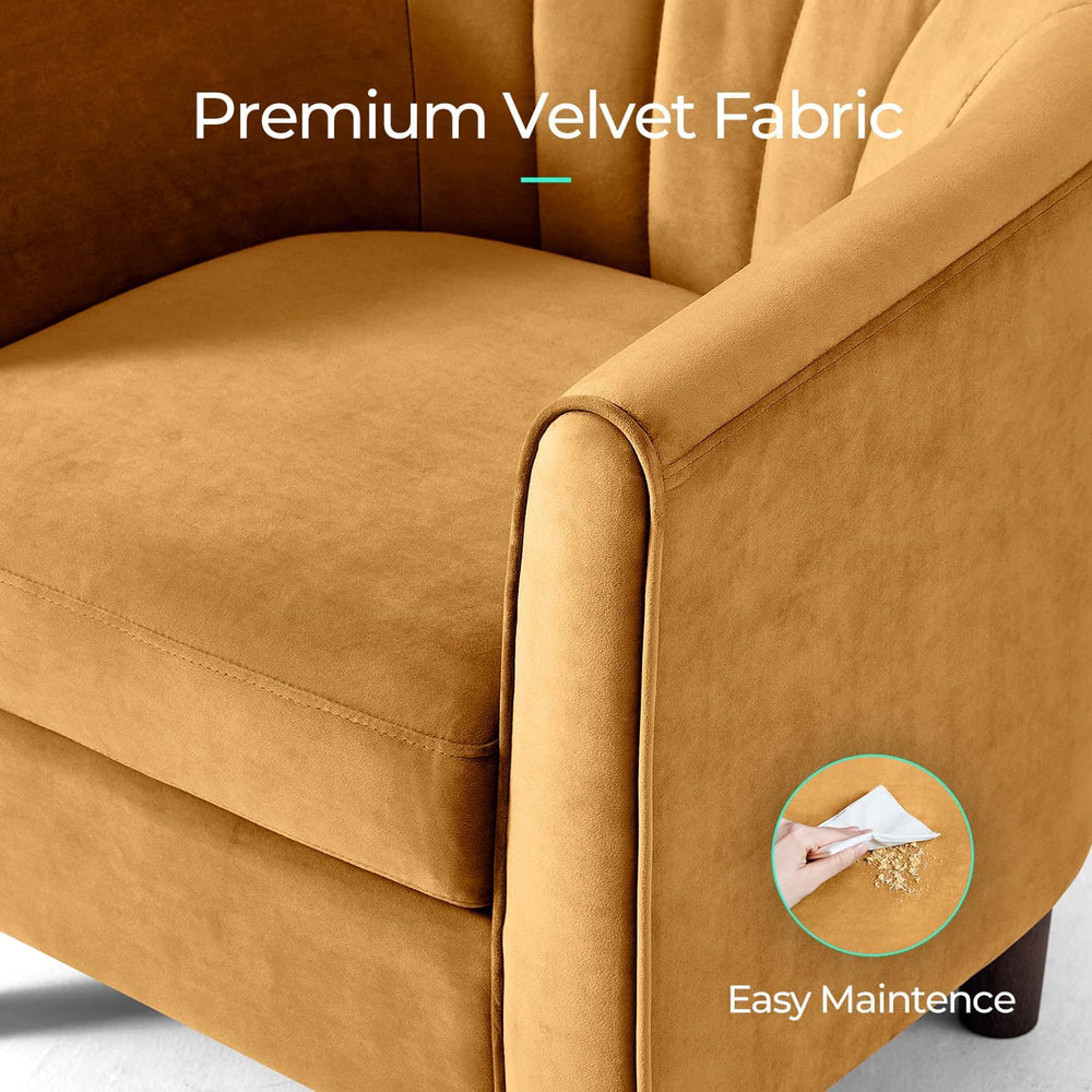 LINSY Accent Chair with Ottoman, Modern Armchair Comfy Barrel Reading Chair w...
