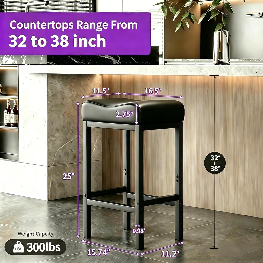 Monhey 24 Inch Bar Stools Set of 2 - Counter Height Bar Stools with Soft Leat...
