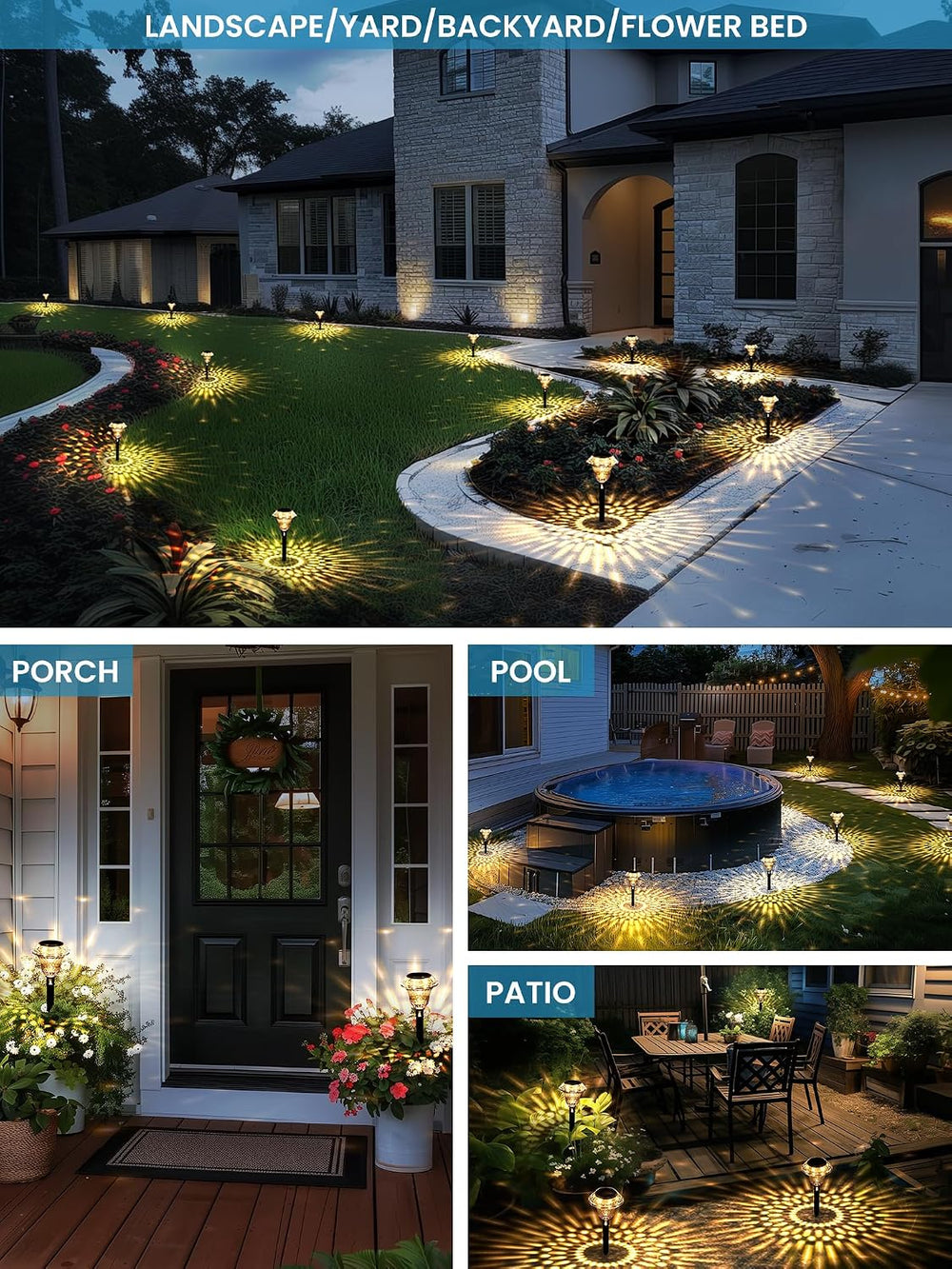 SOLPEX Solar Pathway Lights, Waterproof Fall Garden Decor 8 Pack Warm White