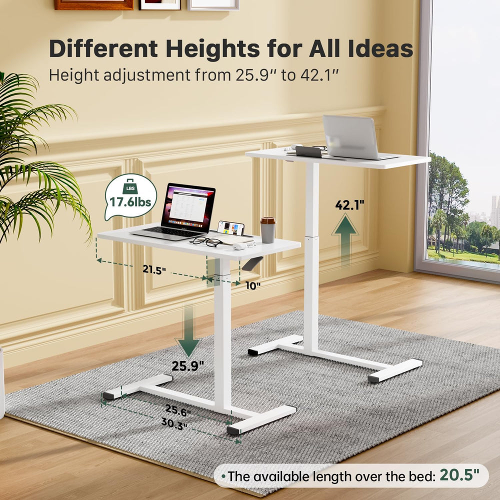 Gibbon Mounts 32” Rolling Mobile Standing Desk, Bedside Table with Wheels