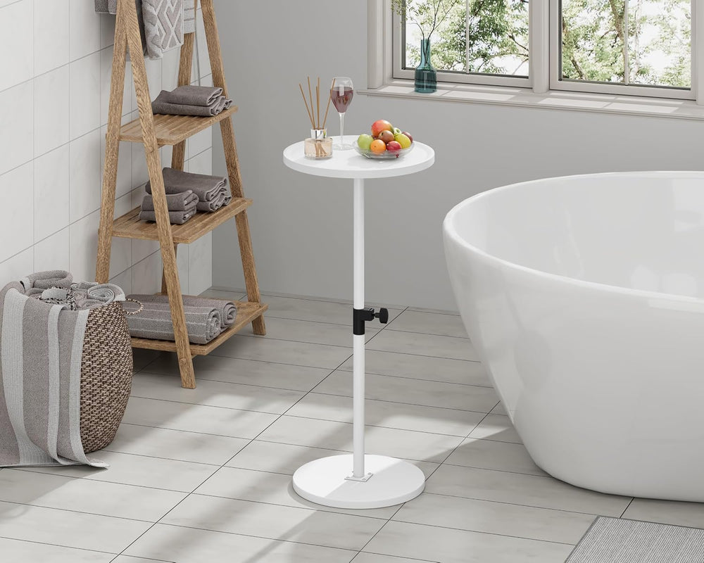 Small Round Side End Table, Adjustable Height Drink Table for Small Spaces