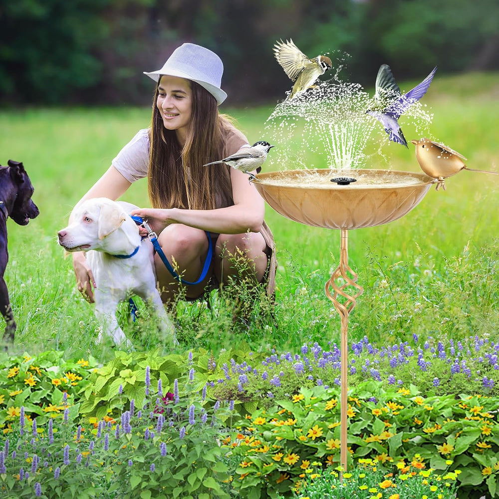 Bird Bath for Outside, Metal Birdbaths & Bird Feeder for Outdoors