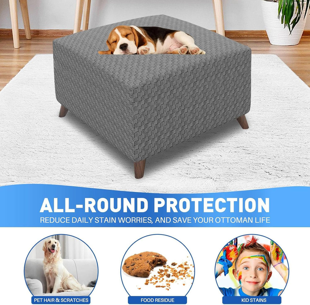 MAXIJIN Jacquard Ottoman Cover Slipcovers Folding Storage Stool Furniture Pro...