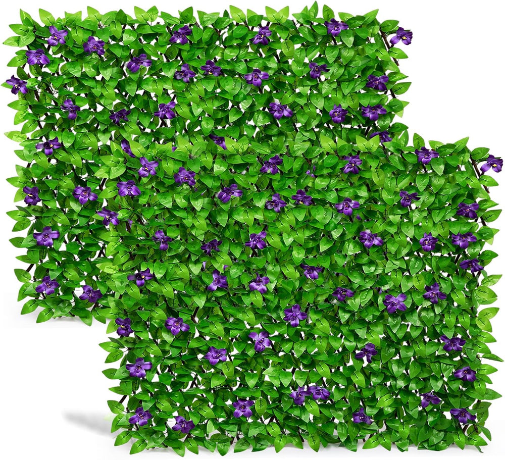 DOEWORKS Expandable Faux Ivy Trellis Fence, Patio Privacy Screen, 2 Pack