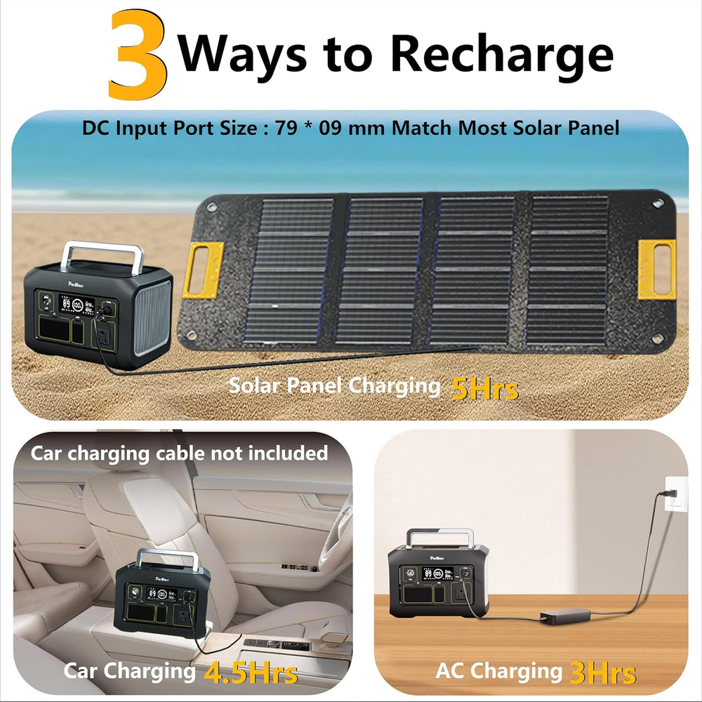 300W Portable Power Station (Peak 500W),LiFePO4 Solar Generator
