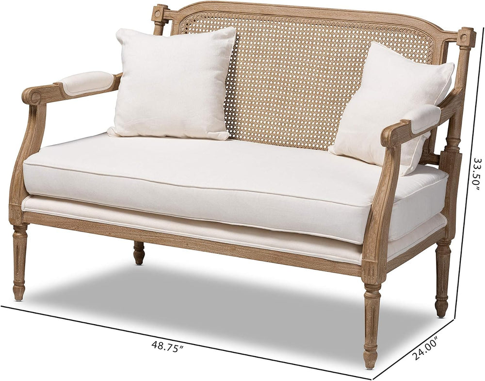 Baxton Studio Love Seats, Ivory/Oak