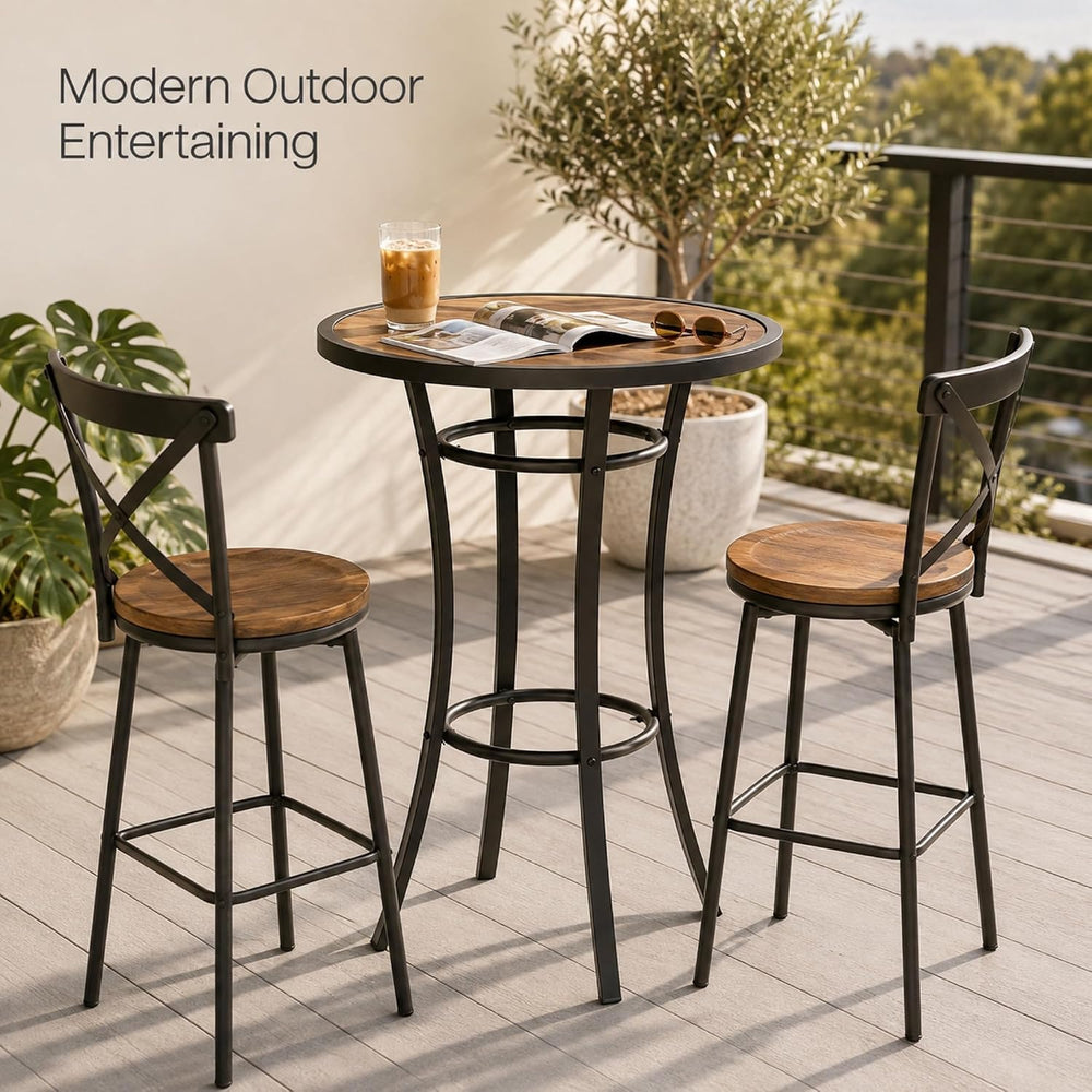 Bar Height Patio Table, 40-Inch Tall Patio Table Outdoor Bar Table Bistro Tab...