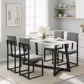 HUGROVE Dining Table Set for 4 with Velvet Upholstered Chairs Charcoal