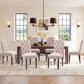 Tufted Dining Chair Fabric Button Upholstered Modern Kitchen Diner Set of 2