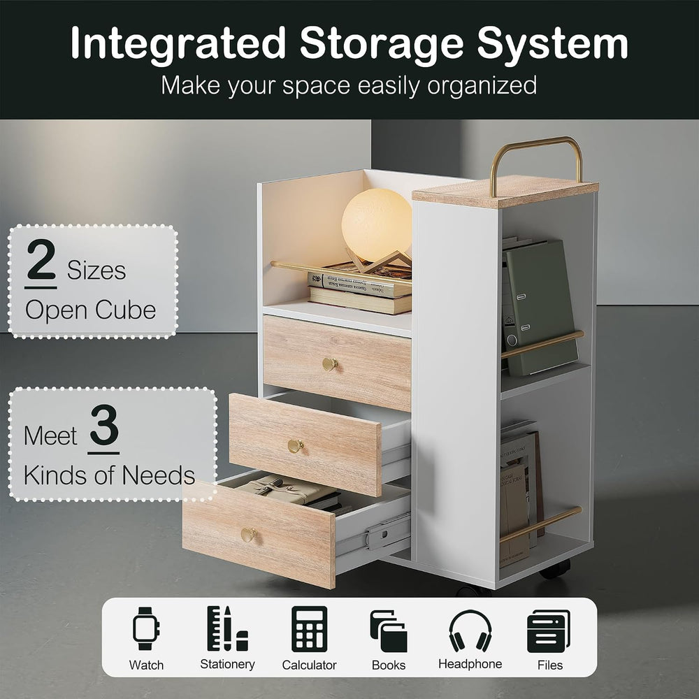 ModernMate Mobile File Cabinet Under Desk with 3 Drawer & Lockable Wheels