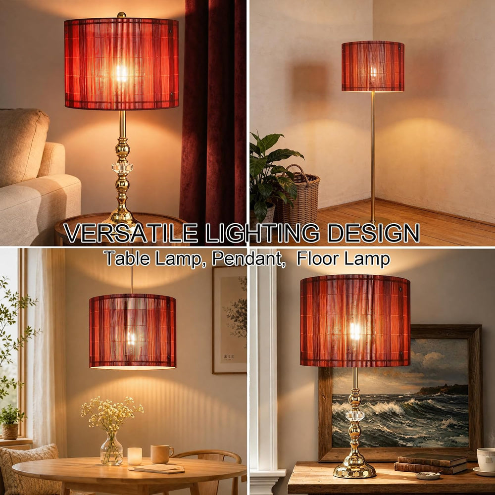 Bohemian lamp shade Art decorative Red Mix Stripes Minimalist 11.8x9Inch