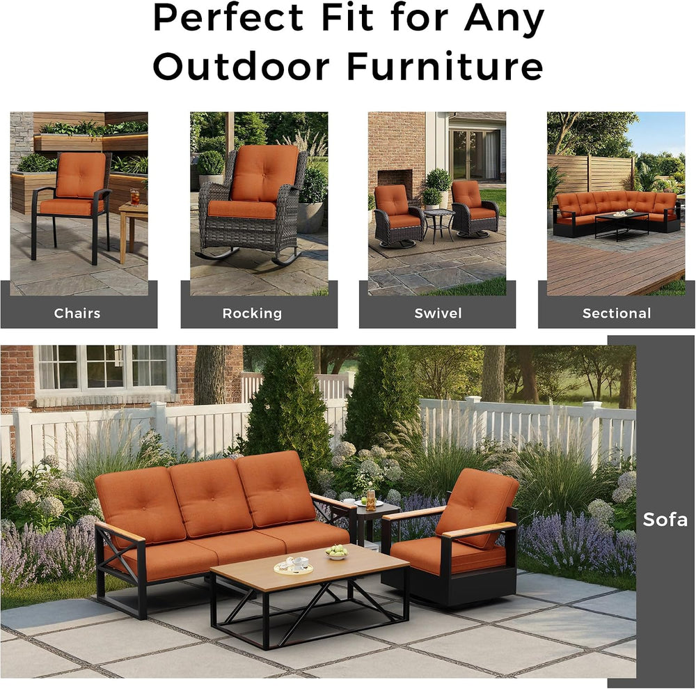 Patio Furniture Cushions Set, 22x25/22x24 Inch Outdoor Deep Seat Chair Cushio...