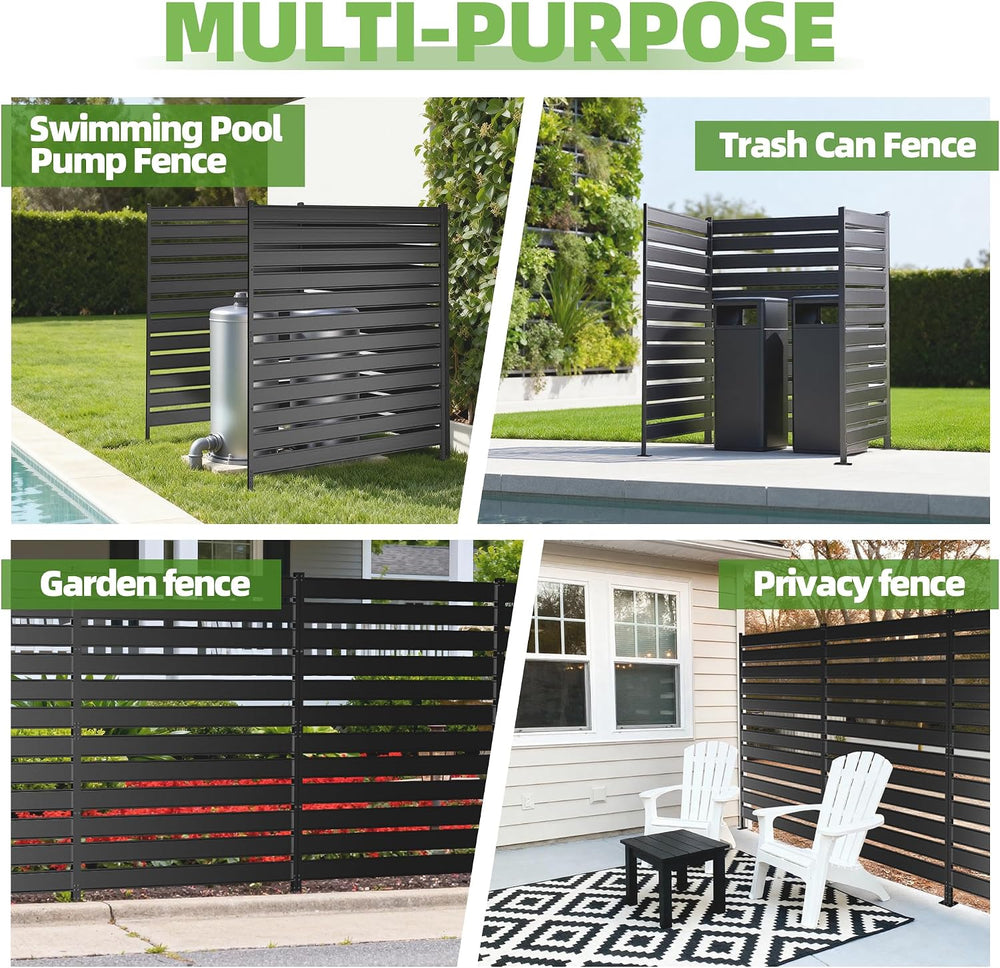 Privacy Fence Screen for AC & Trash, 63" H × 38" W Metal No-Dig...