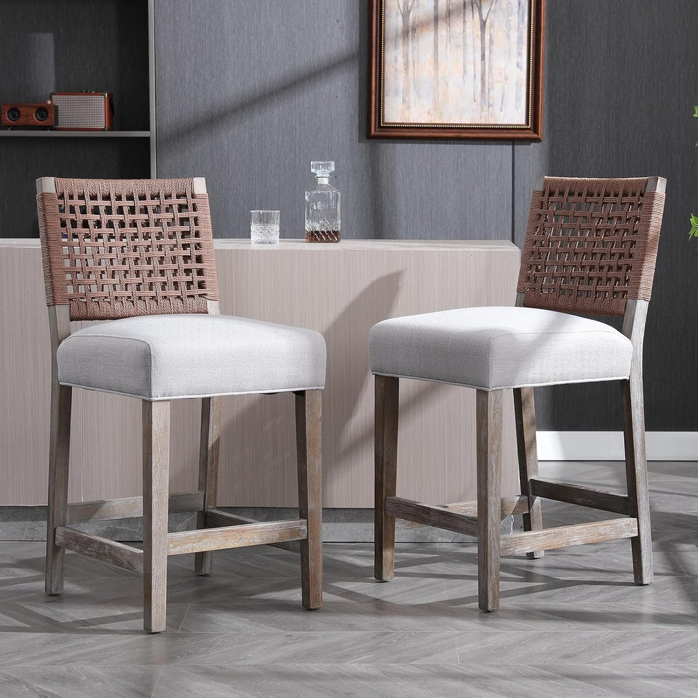 Kmax 27" Counter Height Bar Stools Set of 4, Farmhouse Wood Barstools wi...