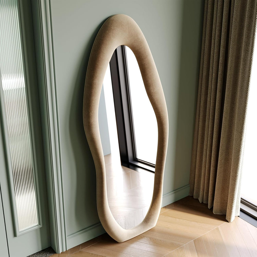 Honyee Full Length Mirror, 63" x 24" Wall Mirror, Flannel Wrapped W...