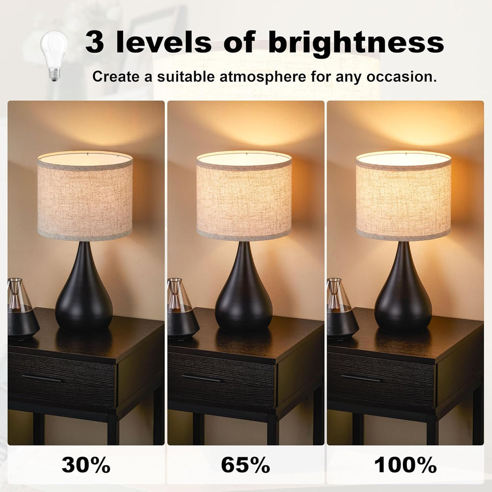 18.1'' Modern Touch Black Table Lamp Set of 2 with 3 Way Dimmable