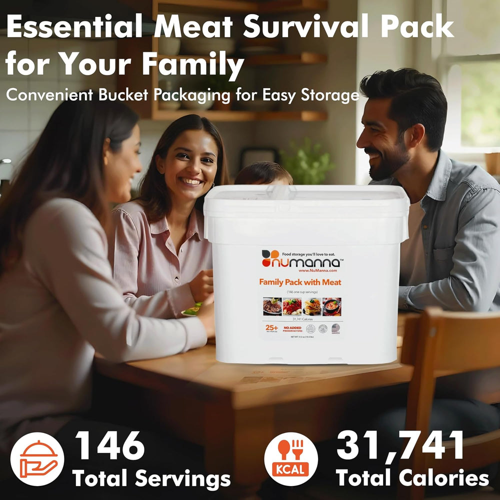 Numanna Family Pack with Meat Bucket 146 Servings | 1-Month Emergency Protein...
