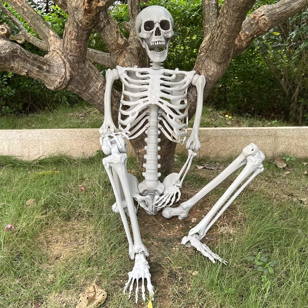 Wocst 5.4Ft/165cm Halloween Skeleton Full Body Life Size Human Bones with Mov...
