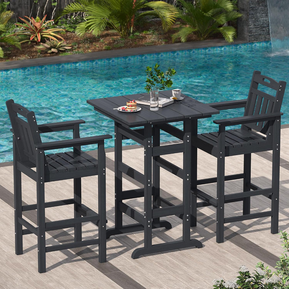 LAUSAINT HOME 3 Pieces Outdoor Patio Furmiture Set, All-Weather HDPE Height T...