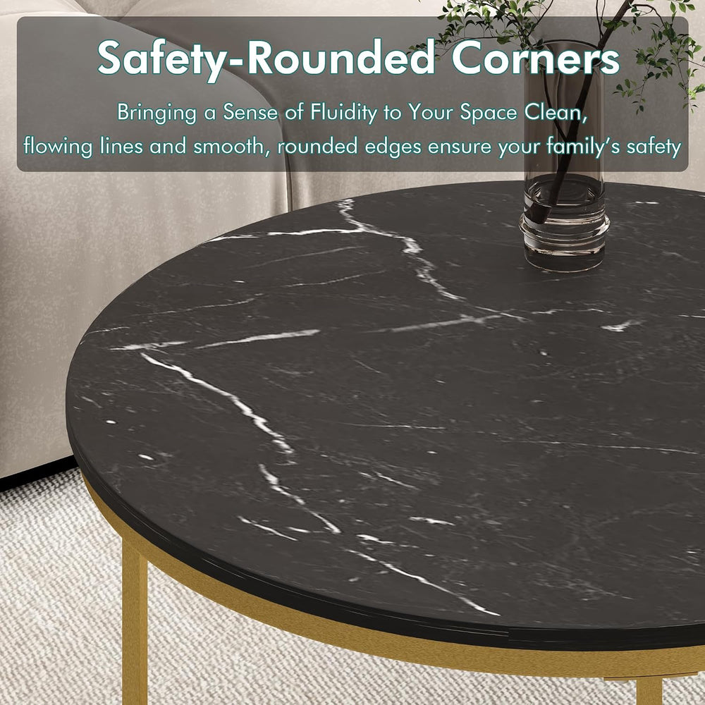 27.56 inch Small Round Nesting Coffee Table Set of 2 for Living Room, Wood Gr...