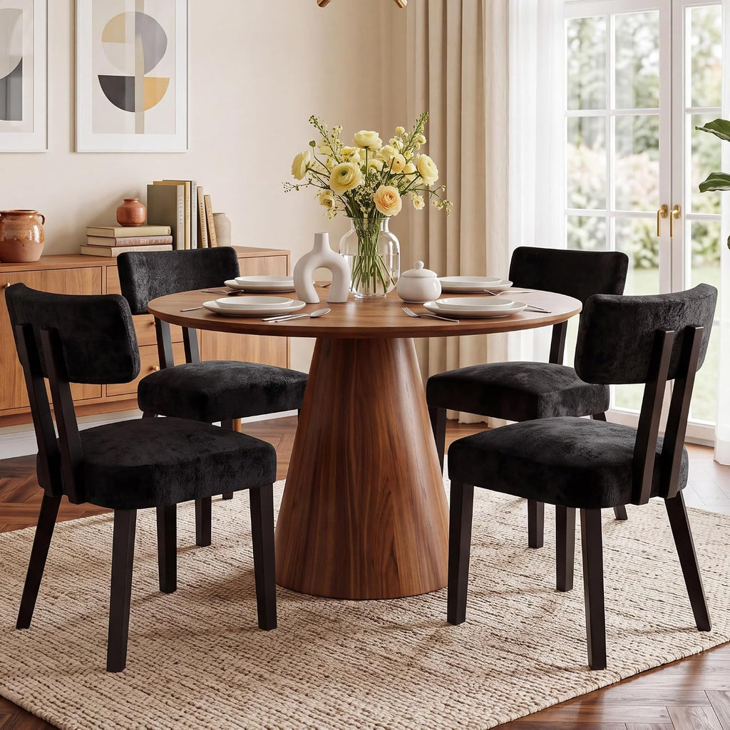 Dining Chairs Set of 4, Silky Velvet Dining Room Chairs, Charcoal Black