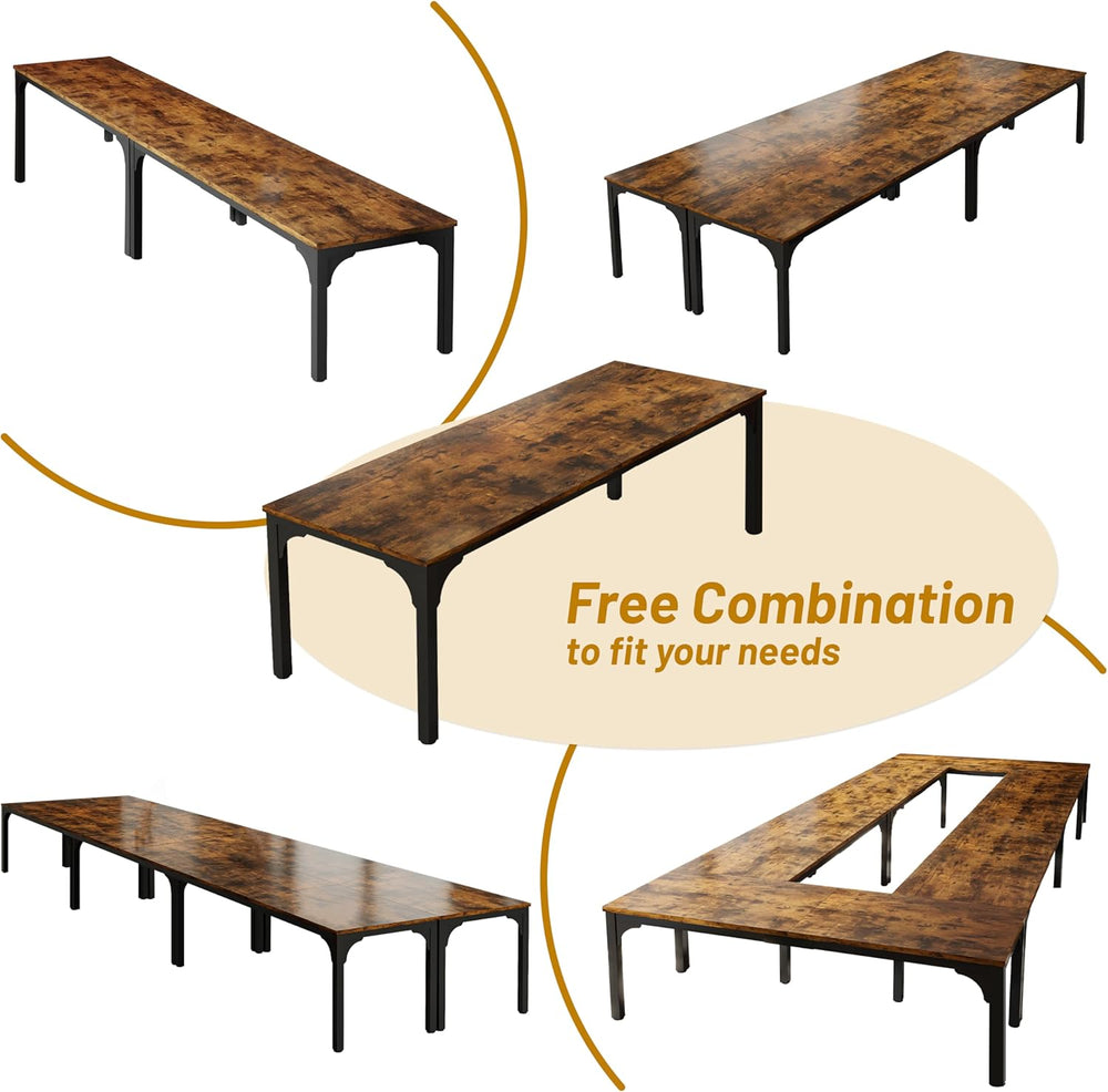 6.56 FT Conference Table, Super Sturdy Large Rectangle Meeting Seminar Table ...