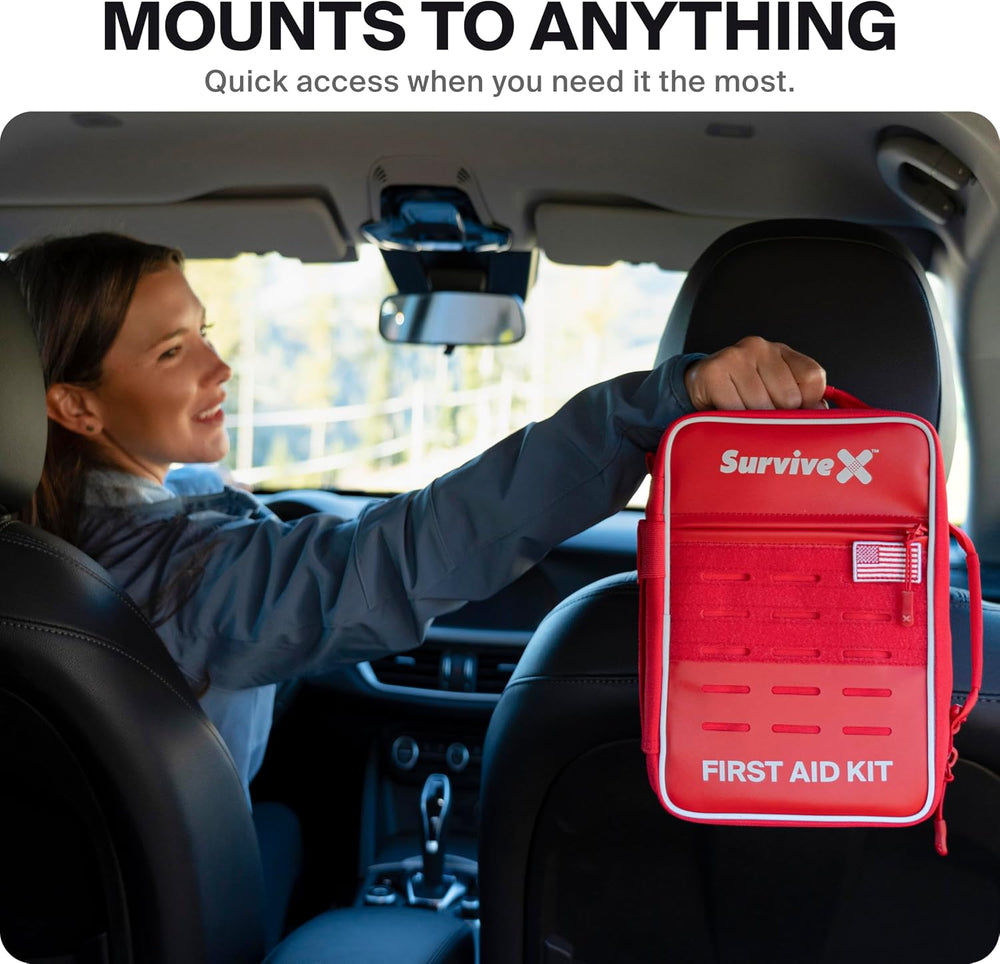 SurviveX Large Pro First Aid Kit, Emergency Kit for 5-6 People