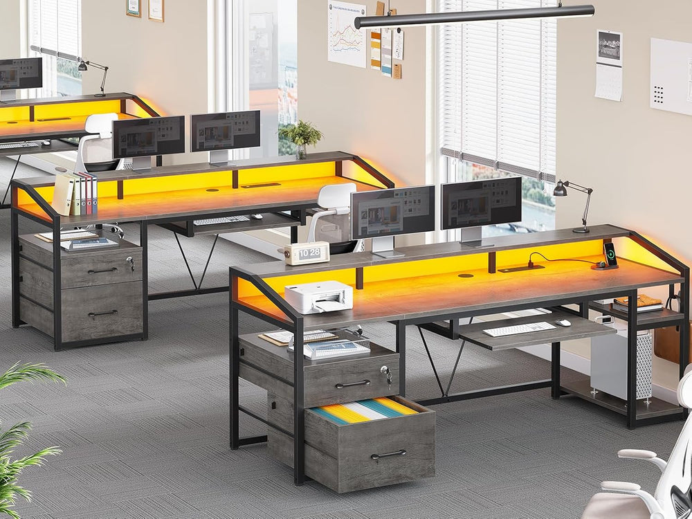 SEDETA 63" Computer Desk, Office Desk with Lockable Drawers for Legal/Le...