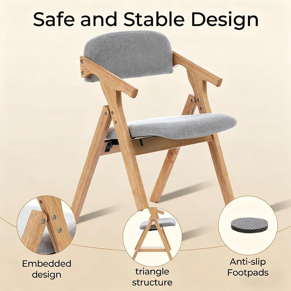 Grod Folding Dining Chairs, Padded Seat, Wooden Stackable,1PCS (Dark Gray)