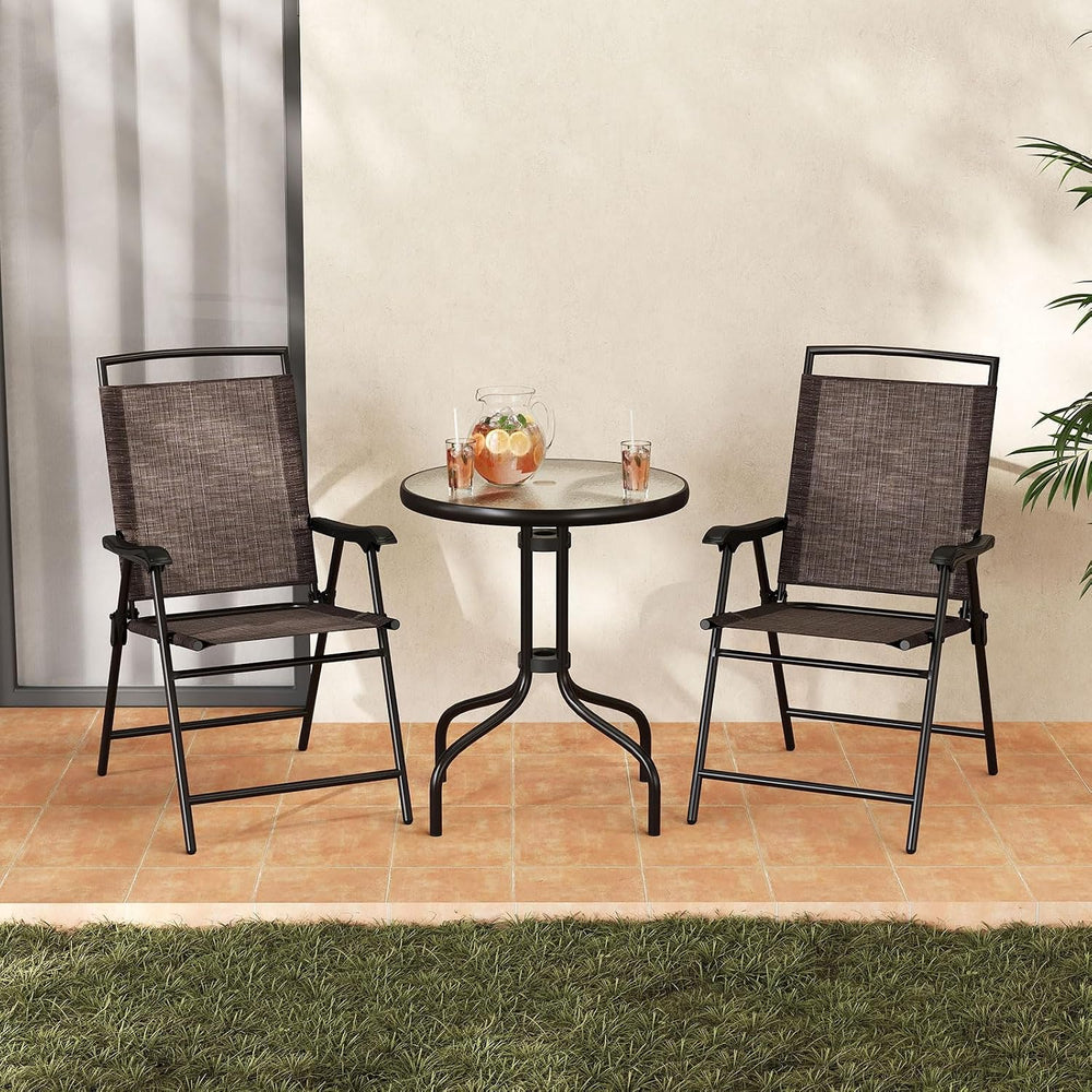 Goplus Bistro Table and Chairs Set of 2, Outdoor 3 Piece Patio Bistro Set wit...