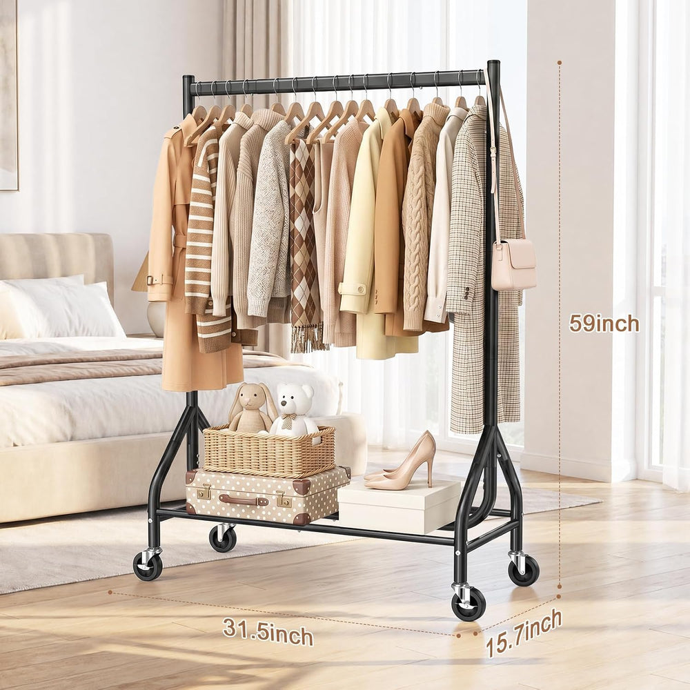 EAGMAK Heavy Duty Clothes Rack Load 268 LBS, 31.5 inch Hanging Rod, Black