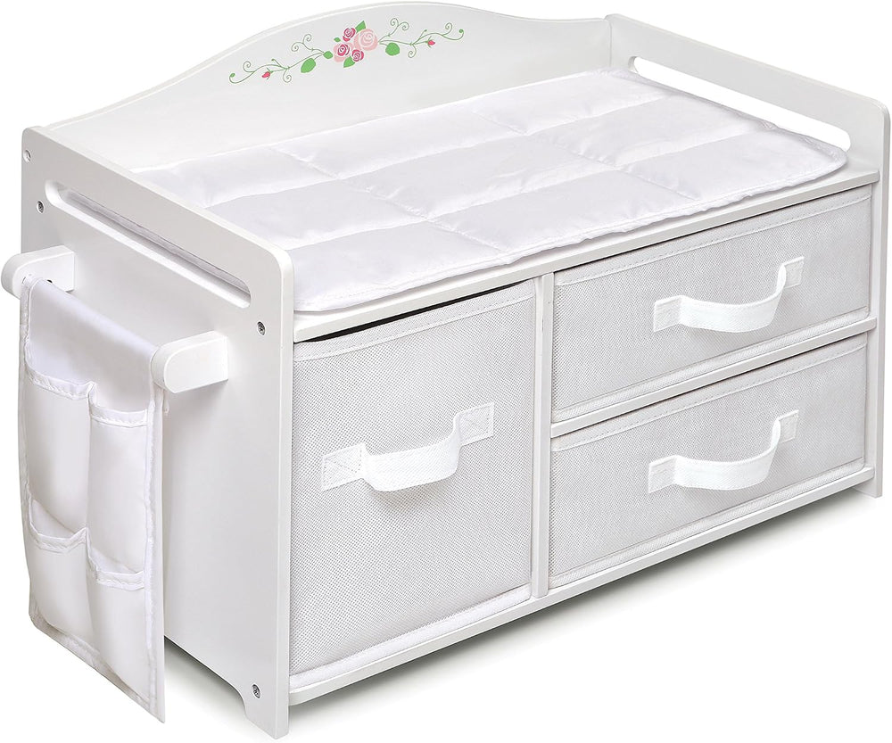 Badger Basket Doll Care Station with Storage Baskets - White/Rose