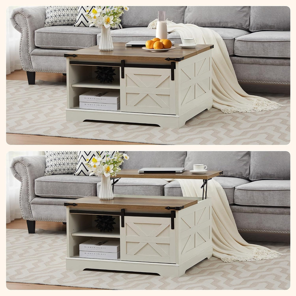 Farmhouse Lift Top Coffee Table, Wood Square Coffee Table