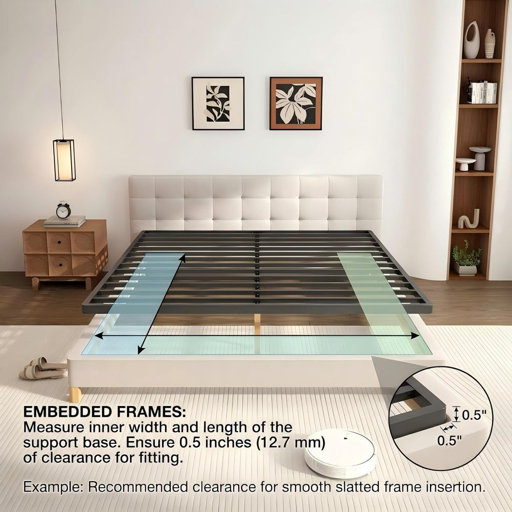 2 Inch Queen Metal Box Spring with Round Corners, Low Profile bed slat