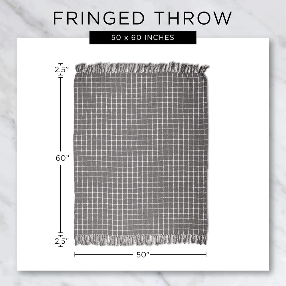 DII Transitional Checked Plaid Woven Throw, 50x60, French Blue
