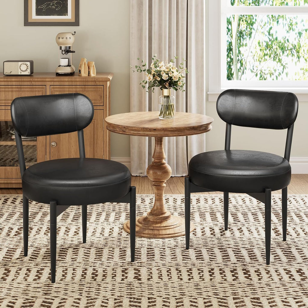 Welzona Upholstered Dining Chairs Set of 2, Dining Room Chairs with Sturdy Metal Legs, Kitchen Chairs for Dining Room/Kitchen/Restaurant/Hotel, Modern Style, Black