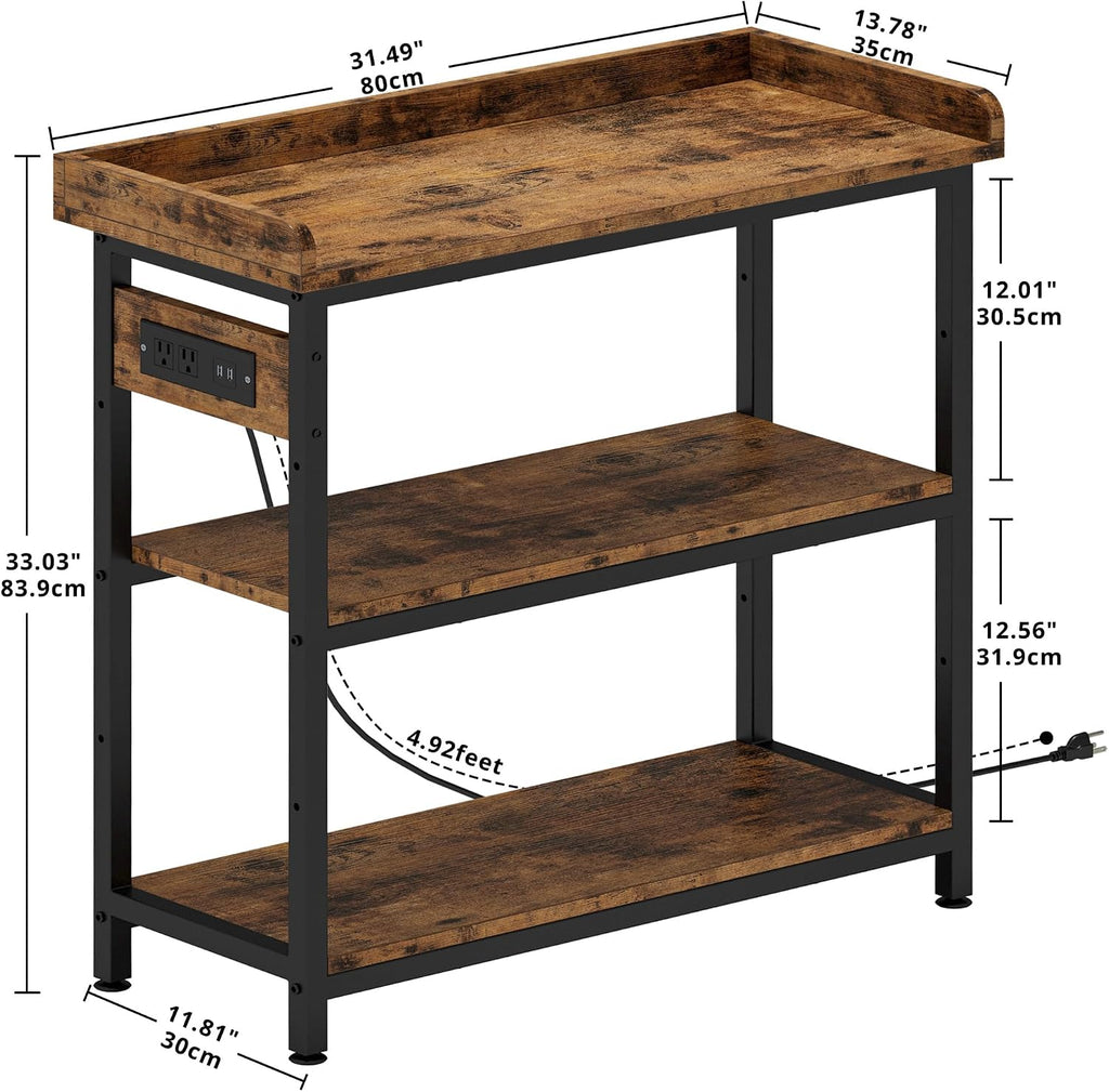 IRONCK Console Table with Power Outlet, One Piece Top, Sofa Table 32"