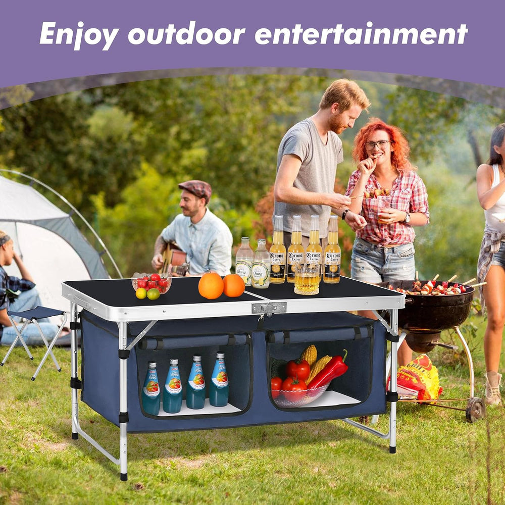Camp Field Folding Camping Table, Lightweight Aluminum, Adjustable Legs