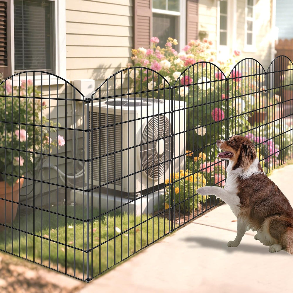 Metal Garden Fence 48 in x 20.3 ft, Tall Outdoor Dog Fence Panel for Yard