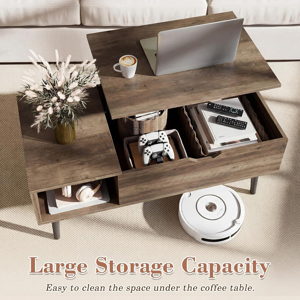 OLIXIS Lift Top Coffee Table, Wood Coffee Table for Living Room Home Grey