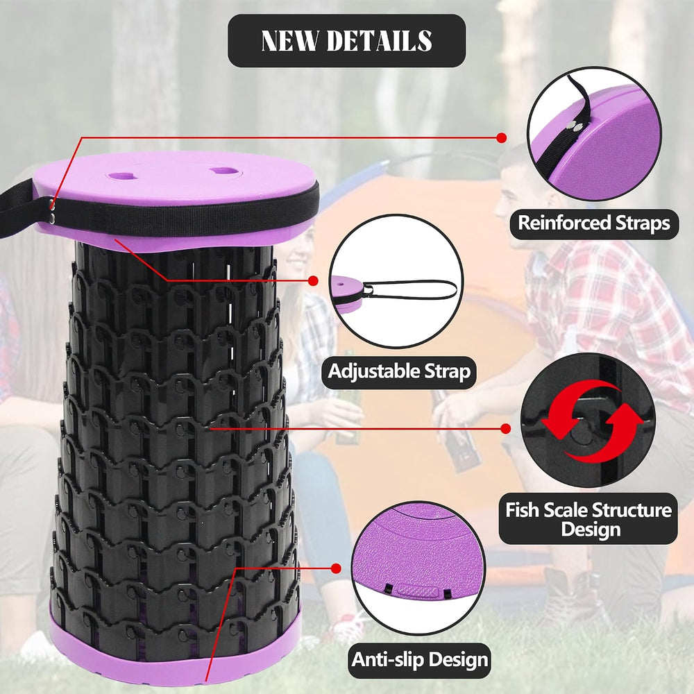 ALEVMOOM 2026 Collapsible Stool with Thick Cushion, H18.1 D10.24 Portable Tel...
