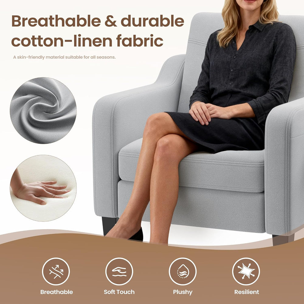 Upholstered Accent Chair with Foldable Side Table for Living Room