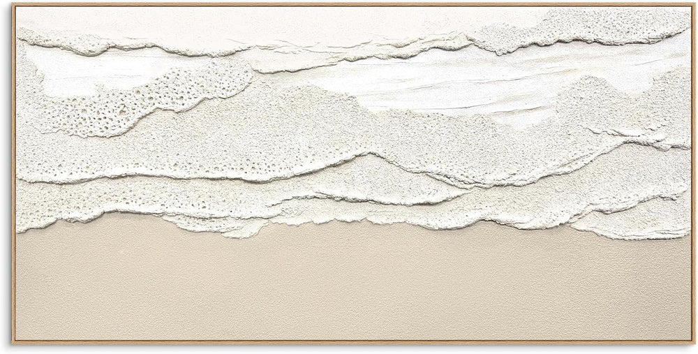 SAFERRYHOME Abstract Sea Wave Texture Hand Painted Wall Art, 48"x24&quot...