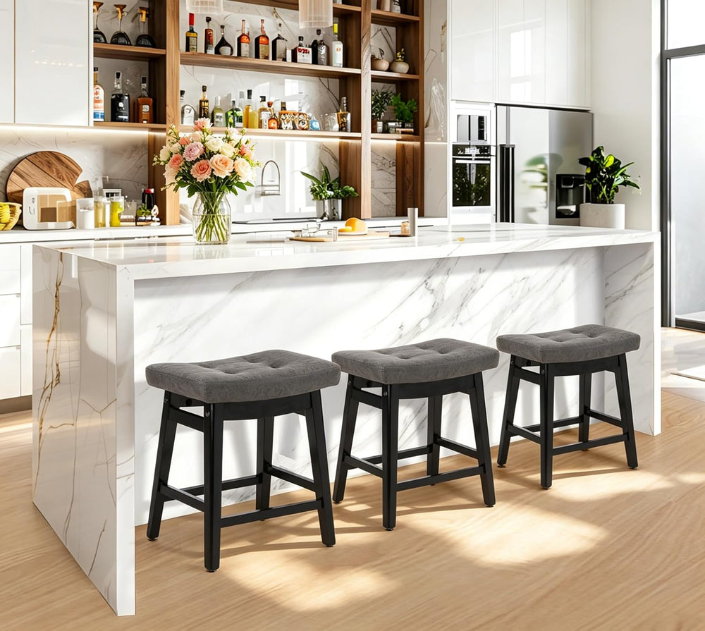 RNKSFX Counter Height Bar Stools Set of 3 for Kitchen Counter Farmhouse Moder...