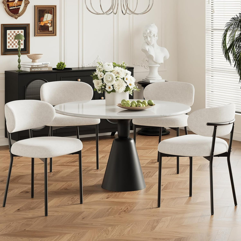 MALOL Dining Chairs Set of 4, Modern Fabric Dining Room Chairs, Beige