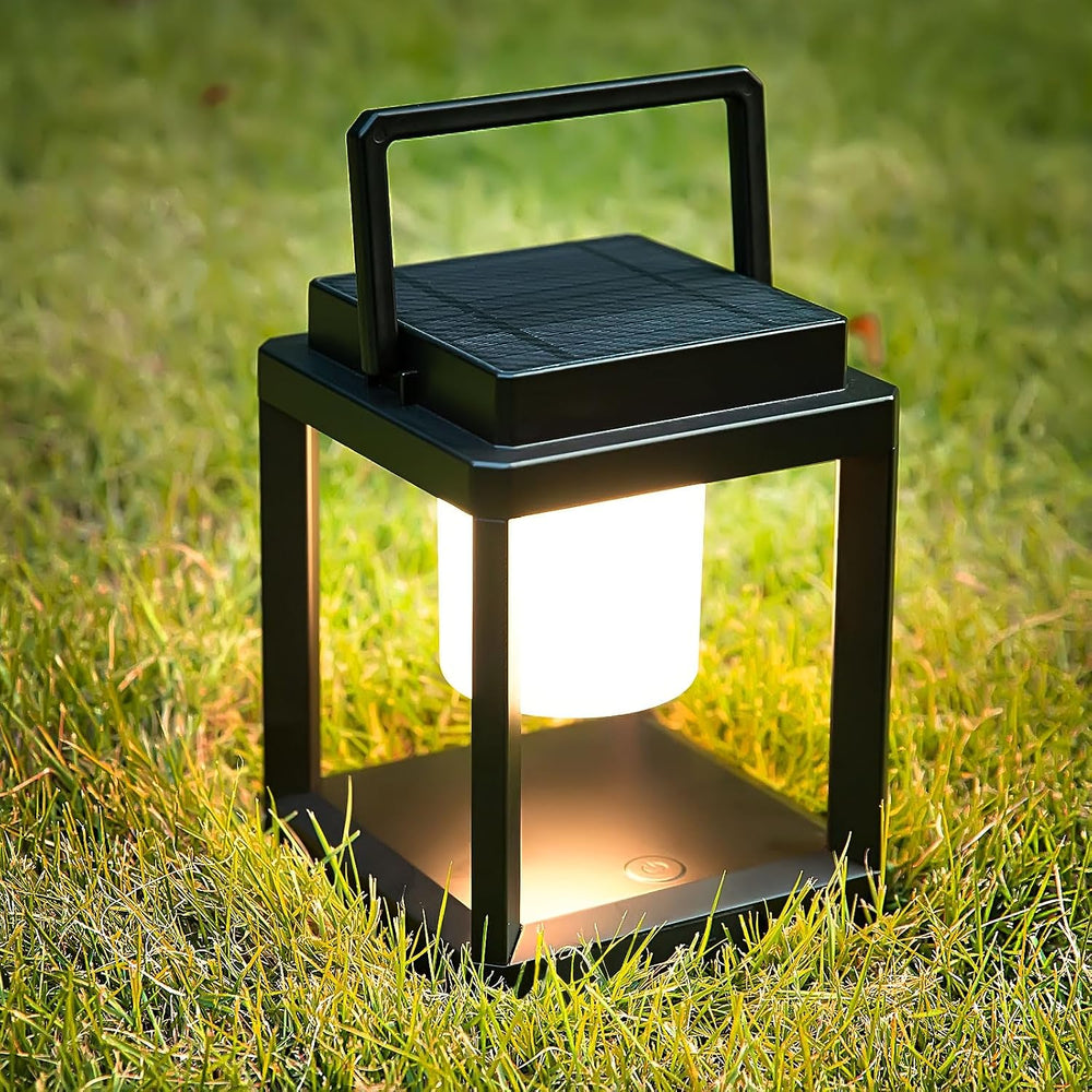 Solar Lantern Outdoor Table Lamp, Cordless Rechargeable Light
