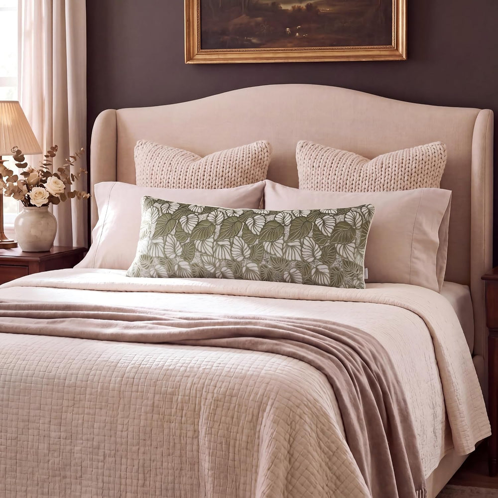 Sage Leaf Long Lumbar Decorative Throw Pillow Covers 14“x36”
